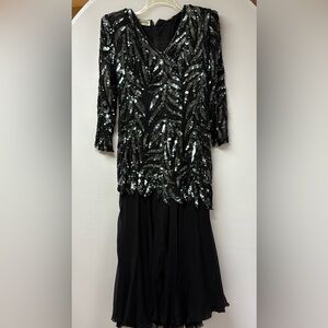 NAGPAL New York Beaded and Sequin Dress Black and Silver Size XXL